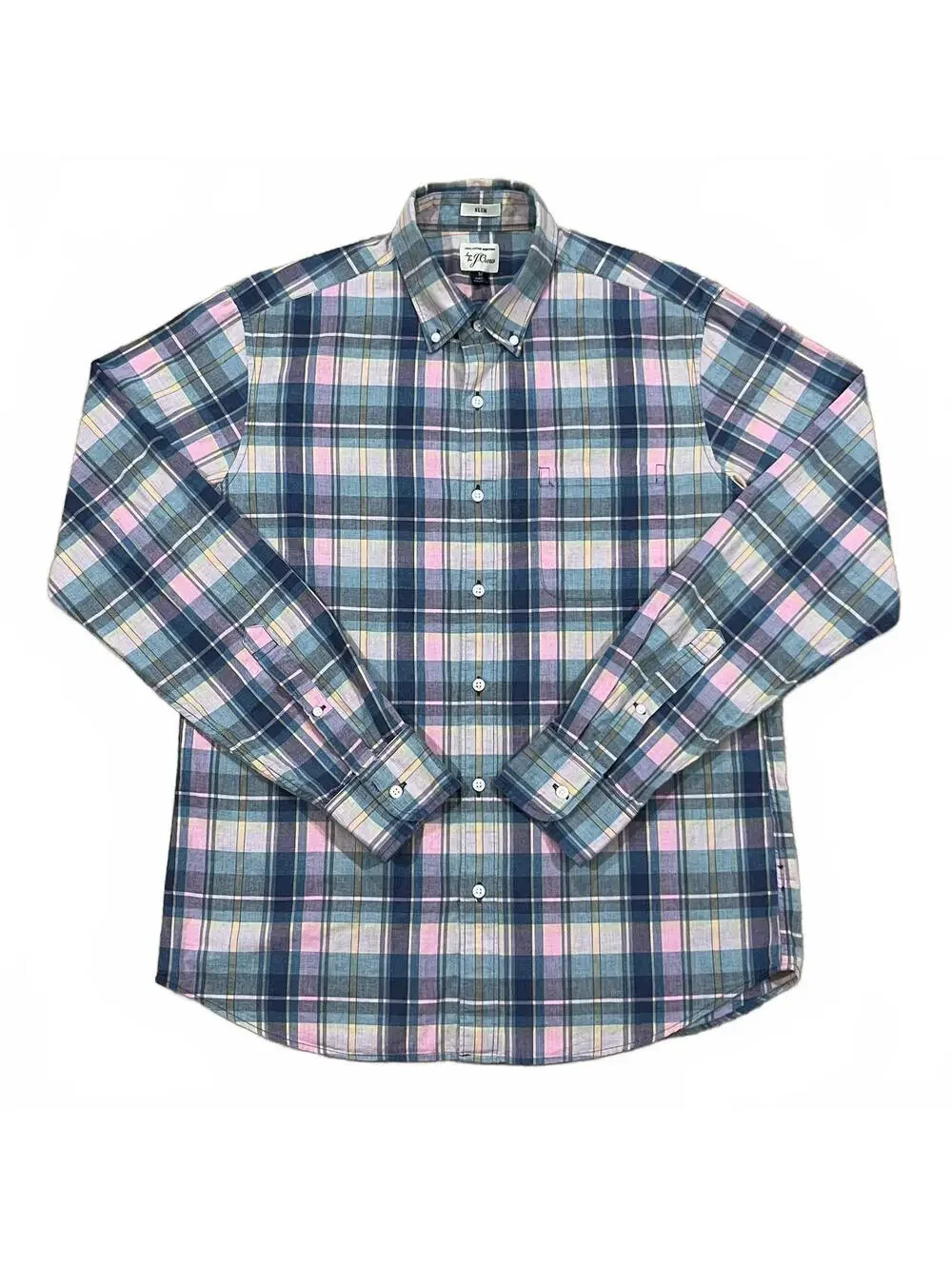 J.Crew Mens Shirt M Medium Slim Fit Plaid Long Sleeve Button Down Pink Blue